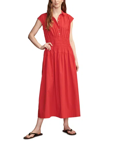 Lucky Brand Women's Cotton Smocked Midi Dress In Lollipop