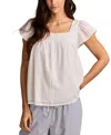 Lucky Brand Smocked Square Neck Cotton Peasant Top