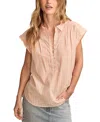 Lucky Brand Women's Cotton Striped Short-sleeve Popover In Peach Stripe