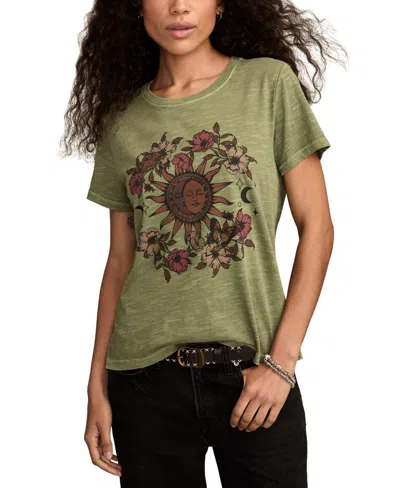 Lucky Brand Women's Cotton Sun & Moon Floral Classic T-shirt In Green