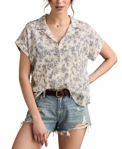 Lucky Brand Women's Cotton Textured Short-sleeve Shirt In Multi