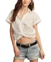 Lucky Brand Women's Cotton Twisted Collared Shirt In White