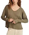 Lucky Brand Waffle Stitch Top In Olive Night