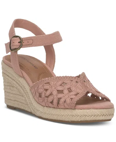 Lucky Brand Women's Coyna Floral Lace Platform Espadrille Wedge Sandals In Bellini Floral