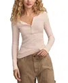 Lucky Brand Lace Trim Henley In White
