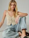 LUCKY BRAND WOMEN'S CROCHET TIE FRONT TANK