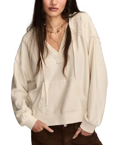 Lucky Brand Women's Crochet Trim Baja Hoodie In Neutral