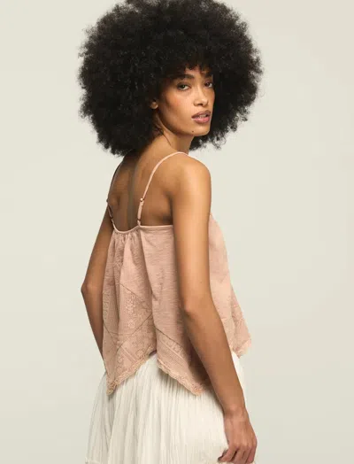 Lucky Brand Women's Crochet Trim Handkerchief Tank In Neutral