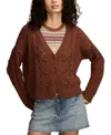 Lucky Brand Women's Cropped Cable Cardigan Sweater In Brown