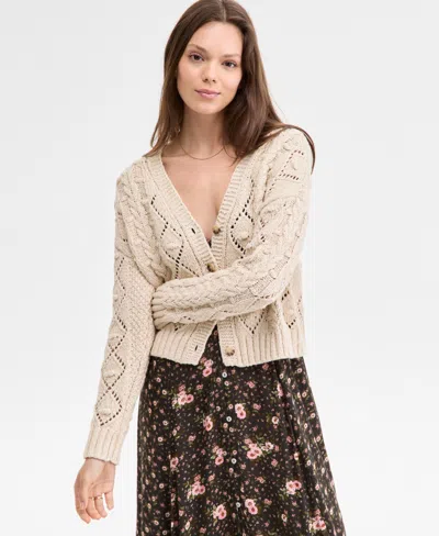 LUCKY BRAND WOMEN'S CROPPED CABLE CARDIGAN SWEATER