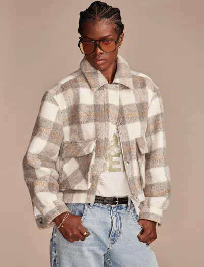Lucky Brand Women's Cropped Plaid Jacket In White