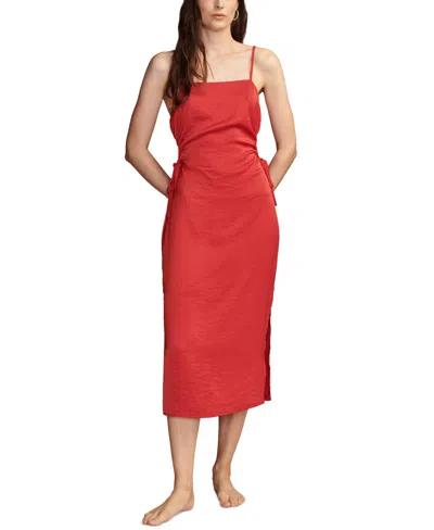 Lucky Brand Women's Cutout Apron-neck Midi Dress In Tango Red