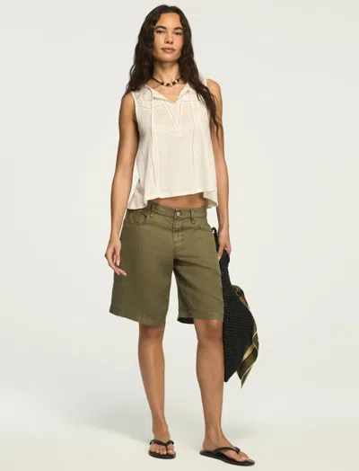 Lucky Brand Women's Cutwork Tassle Swing Tank In White