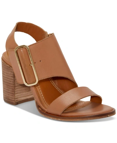 Lucky Brand Women's Darnah Cutout Block-heel City Sandals In Lion Tan Leather