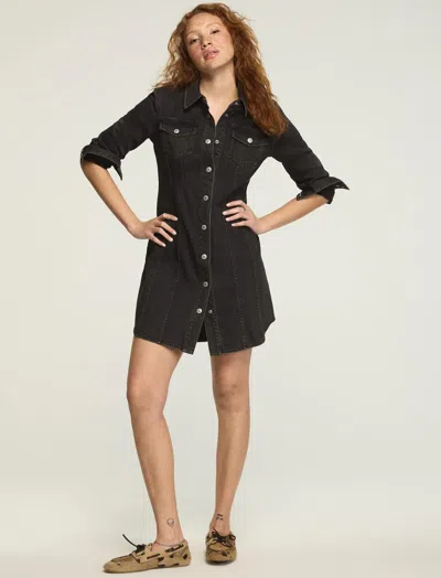 Lucky Brand Women's Denim Fitted Shirt Dress In Black