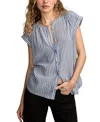 Lucky Brand Women's Dolman Ruffle Button Down Top In Blue