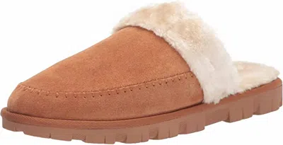 Lucky Brand Women's Domain Suede Fur Lined Slipper In Cognac In Green