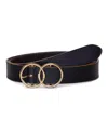Lucky Brand Women's Double O Ring Leather Pant Belt In Black