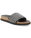 Lucky Brand Women's Dylina Cork Platform Slide Sandals In Black Multi Raffia
