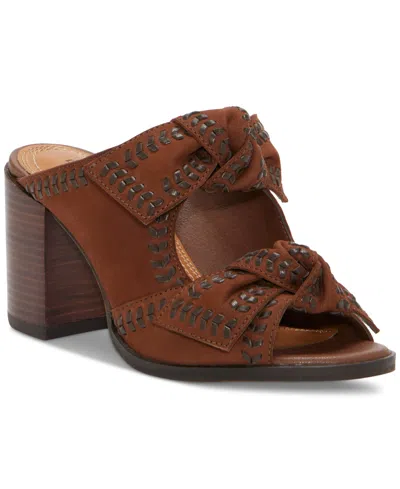Lucky Brand Women's Dynah Bow Block-heel Dress Sandals In Chocolate Leather