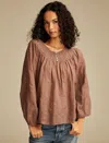Lucky Brand Easy Smocked Yoke Top In Multi