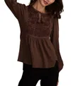 Lucky Brand Floral Embroidered Peplum Top In Purple