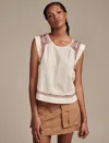 LUCKY BRAND WOMEN'S EMBROIDERED HIGH LOW SLEEVELESS BLOUSE