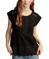 Lucky Brand Embroidered Peplum Top In Meteorite