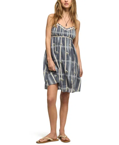 Lucky Brand Women's Embroidered Plaid Sweetheart Neck Dress In Multi