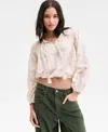 Lucky Brand Embroidered Peasant Top In Neutral