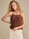 Lucky Brand Women's Embroidered Square Neck Tank In Multi