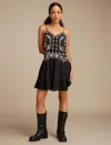 Lucky Brand Embroidered Strappy Mini Sundress In Black