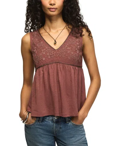 Lucky Brand Women's Embroidered Stud V-neck Tank Top In Brown