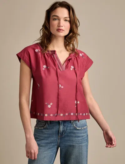 Lucky Brand Women's Embroidered Swing Blouse In Pink