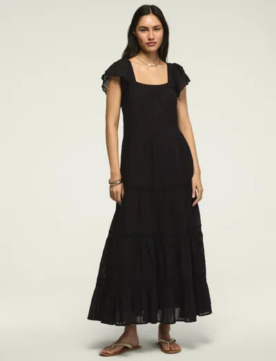 Lucky Brand Women's Embroidered Tiered Maxi Dress In Black