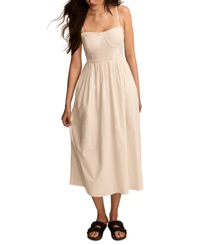Lucky Brand Women's Empire Corset Poplin Midi Dress In Neutral