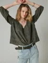 Lucky Brand Women's Eyelet Embroidered Peasant Top In Green