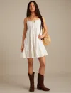 Lucky Brand Patchwork Tiered Cotton Mini Sundress In White