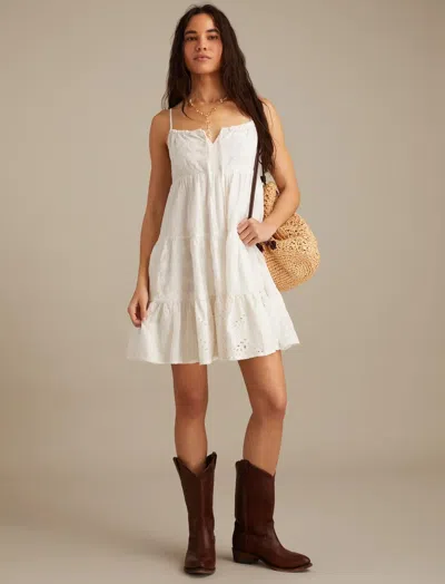 LUCKY BRAND WOMEN'S EYELET MIX MINI DRESS