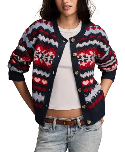 Lucky Brand Women's Fair Isle Crew Neck Cardigan Sweater In Multi