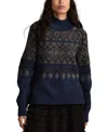 Lucky Brand Women's Fair Isle Mock-neck Sweater In Animal Print