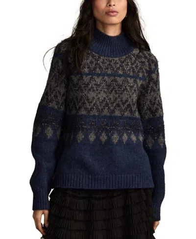 Lucky Brand Women's Fair Isle Mock-neck Sweater In Animal Print