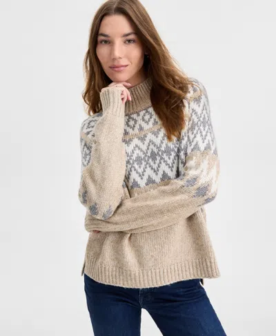 Lucky Brand Women's Fair Isle Mock-neck Sweater In Neutral