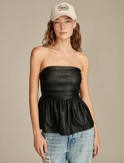 Lucky Brand Women's Faux Leather Bubble Tube Top In Black
