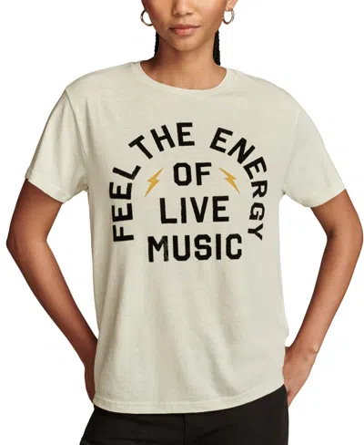 Lucky Brand Women's Feel The Energy Of Live Music Crewneck T-shirt In Pale Blue