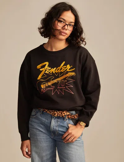 Lucky Brand Women's Fender 70th Anniversary Crew Fleece In Black