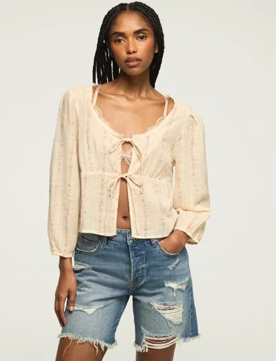 Lucky Brand Women's Festival Cutwork Flyaway Blouse In Neutral