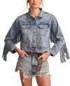 Lucky Brand Westival Fringe Crop Denim Jacket In Stay Cool Wash