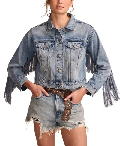 LUCKY BRAND WOMEN'S FESTIVAL FRINGE DENIM JACKET