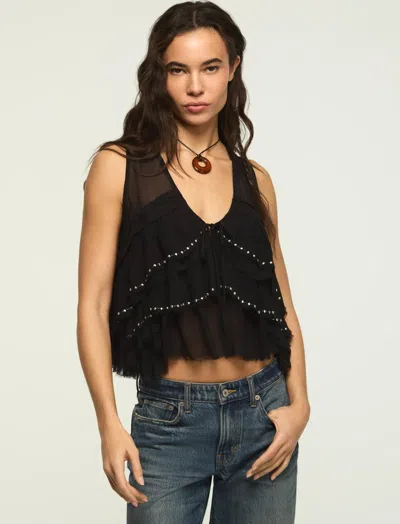 Lucky Brand Women's Festival Studded Ruffle Vest In Black